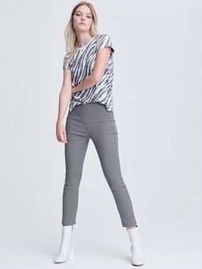 rag & bone Simone Herringbone Trouser Pants Italian Fabric Black White Size 2